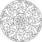 coloriage d'un mandala indien : rosace papillons coeurs