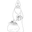 coloriage saint Nicolas distrubuant les cadeaux