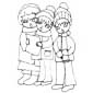 coloriage des enfants chantant Noël 