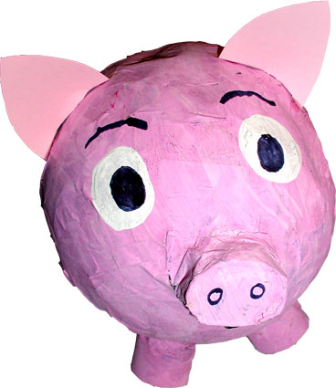 Tirelire cochon en papier mâché