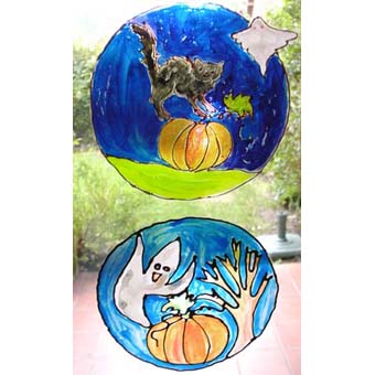 Vitrail d'Halloween en plastique peint