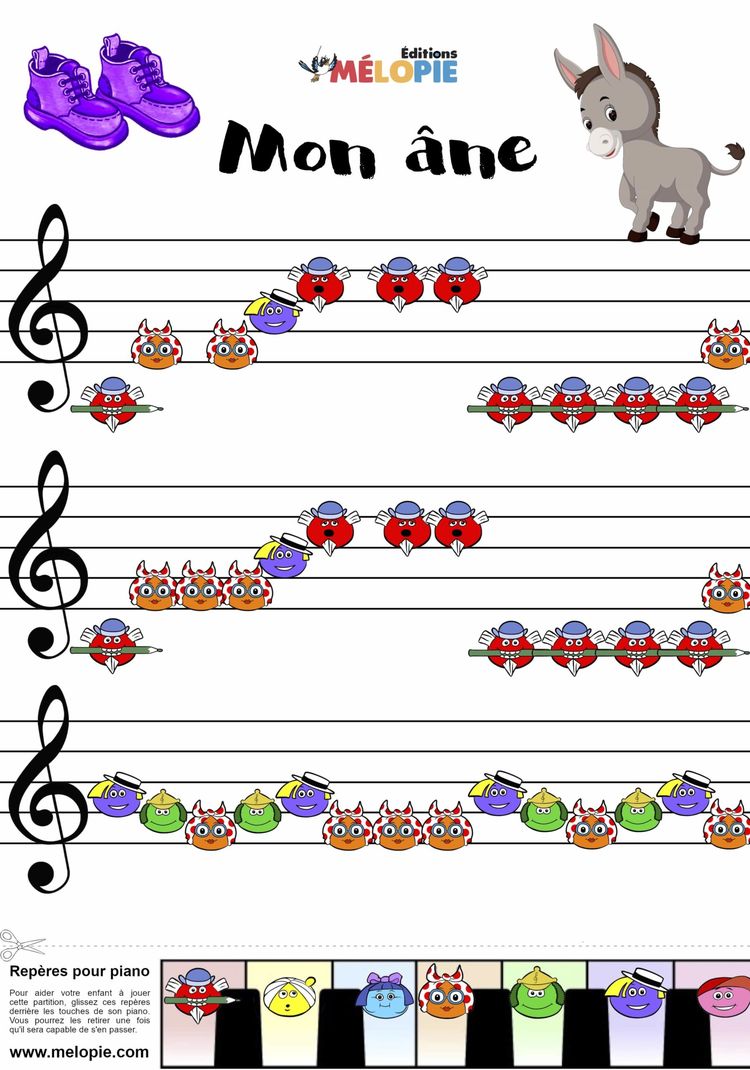 Parition de la chanson pour enfant Mon âne