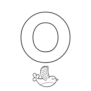 Coloriage de la lettre o et l'oiseau