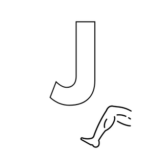 Coloriage de la lettre j et de la jambe