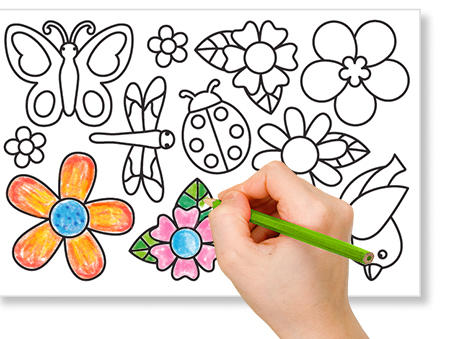 Colorier les stickers aux crayons de couleur