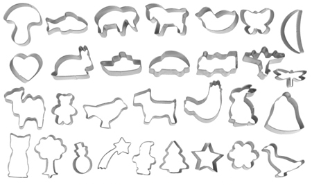 Set de 30 emporte-pièces métalliques assortis : Fantaisie