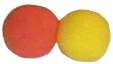 Coller une boule jaune et rouge