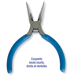 Pince coupante bouts longs, droits et dentelés 