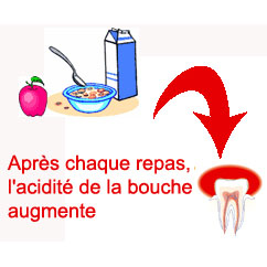 Manger fait augmenter l'acidité de la bouche