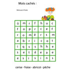grille jeu 4 noms de fruits cachés