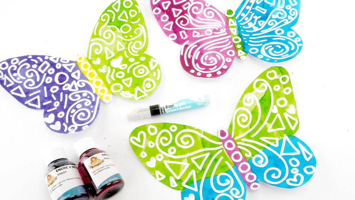 ?️Retrouvez un tuto pour apprendre à peindre des papillons avec la technique du drawing gum?