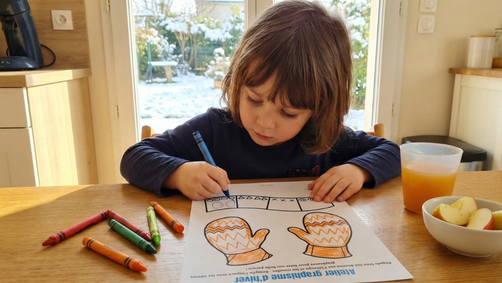 Activité graphisme d’hiver (traits, cercles, lignes)
