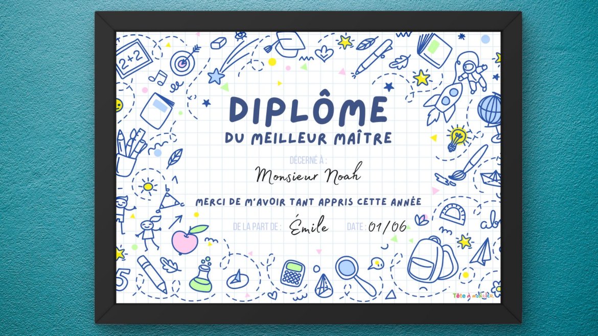 Imprimez le diplôme du meilleur maître