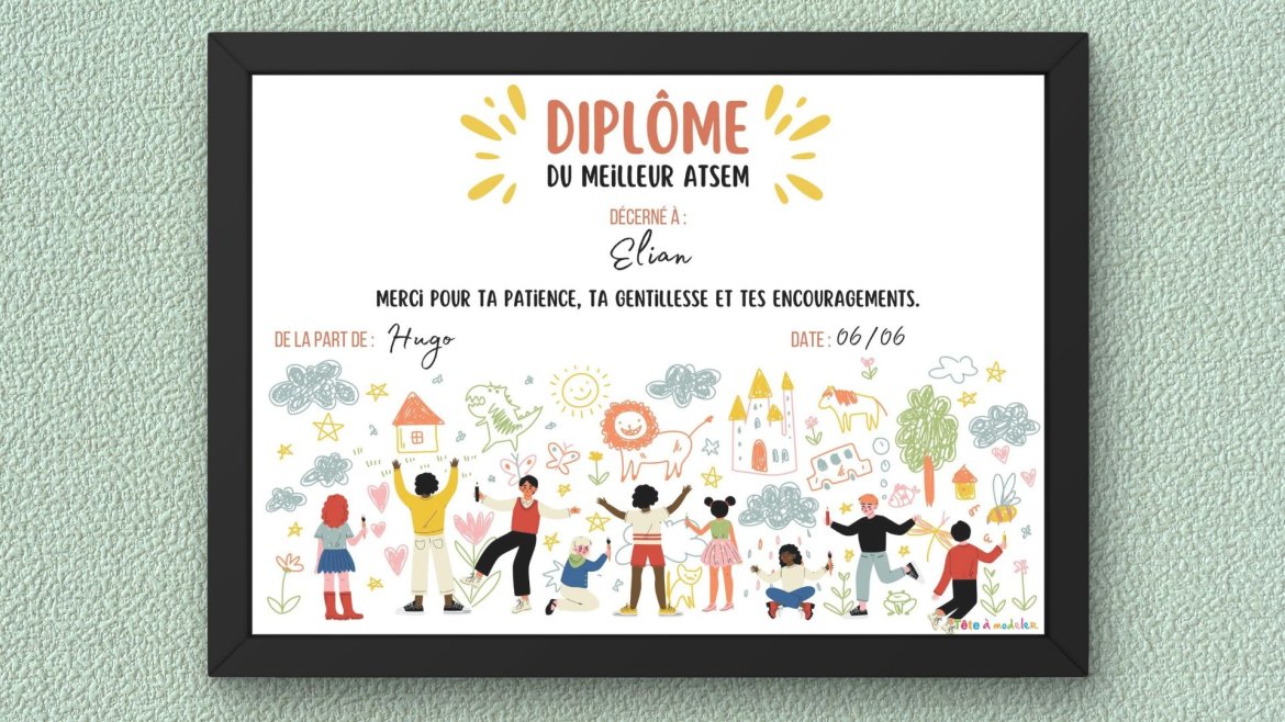 Un diplôme à imprimer pour le meilleur ATSEM