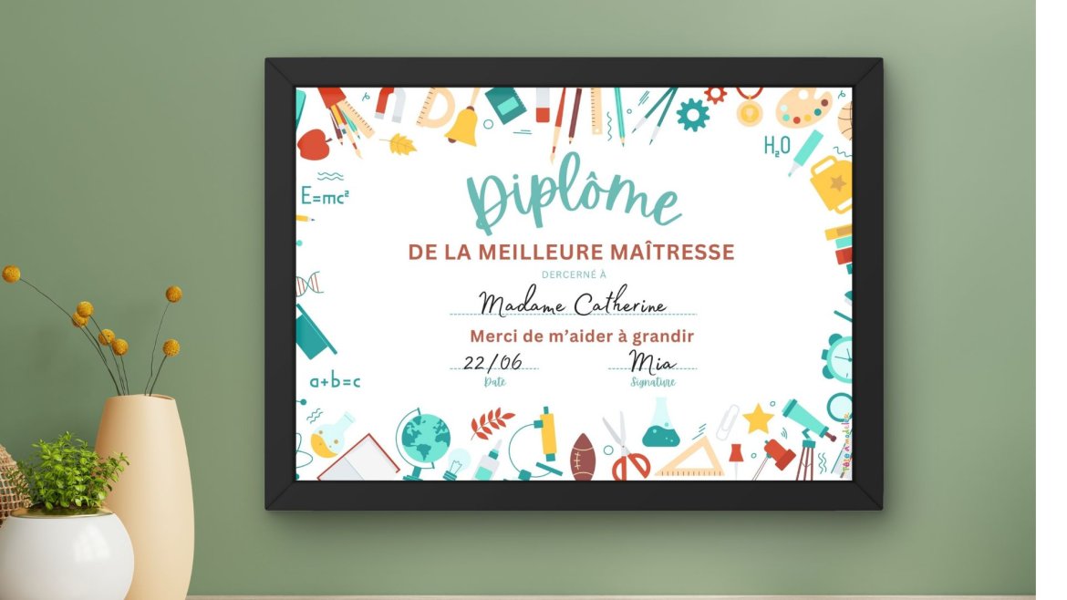 Imprimez le diplôme de la meilleure maîtresse