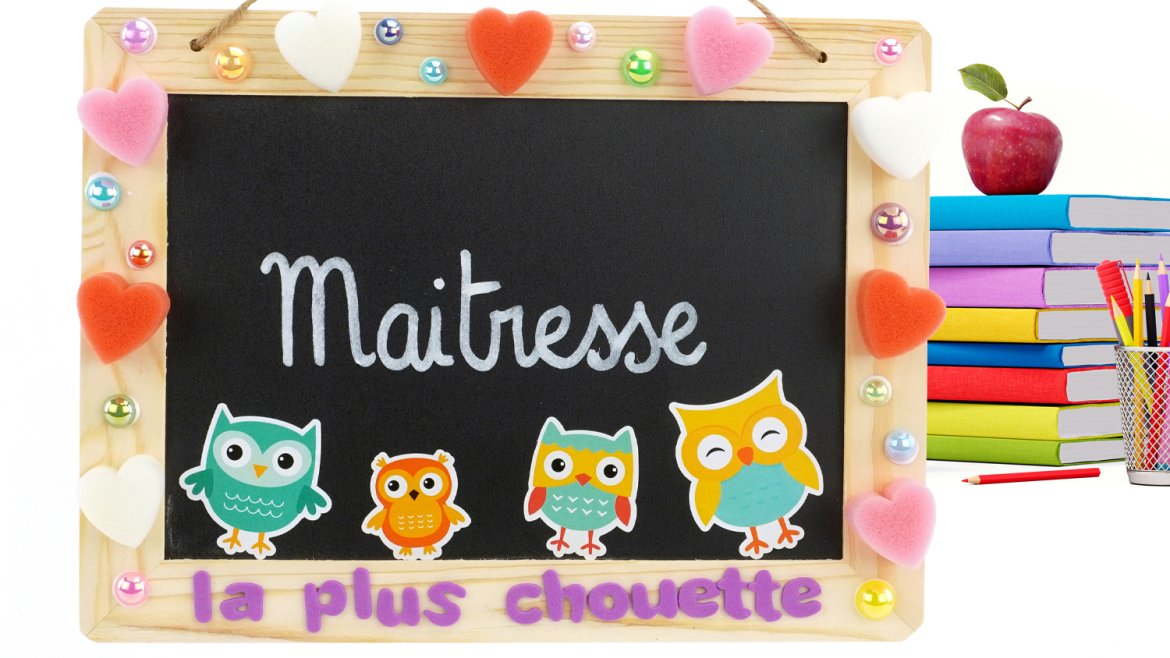 Une ardoise à offrir pour la Maitresse la plus chouette