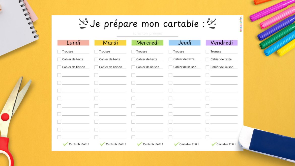 Cette checklist du cartable va aider vos enfants à gagner en autonomie