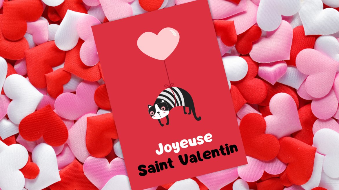 Carte de Saint-Valentin à imprimer : le mignon petit chat