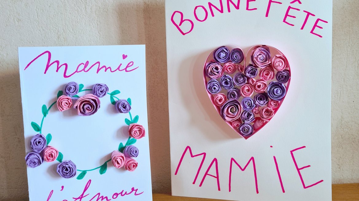 carte en quilling pour la fête des grands-mères