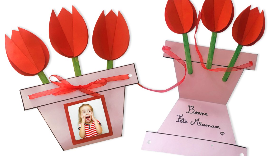 Carte pot de fleurs pour la fête des mères