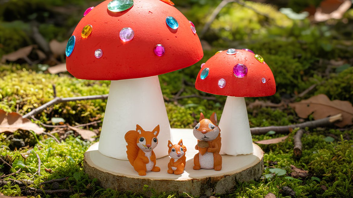 Champignons et la famille écureuil