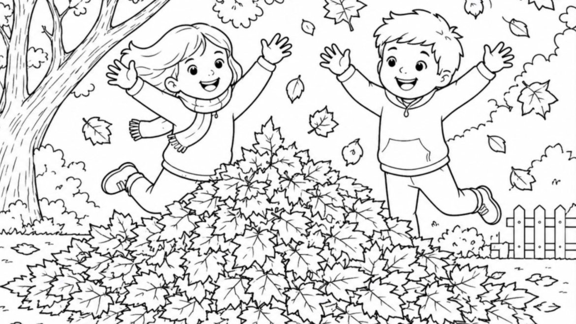 Coloriages avec des feuilles d'automne à imprimer gratuitement