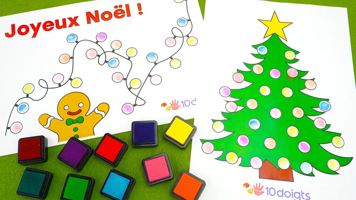 Coloriages de Noël à compléter avec les doigts