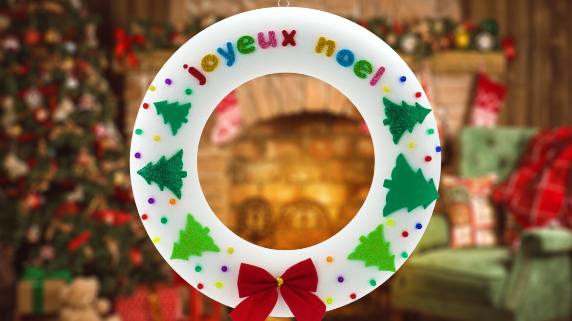 Dans cette nouvelle activité facile de Noël, nous allons fabriquer une décoration murale en décorant une jolie couronne ! Pour cela, les enfants utiliseront des stickers et des épingles colorée