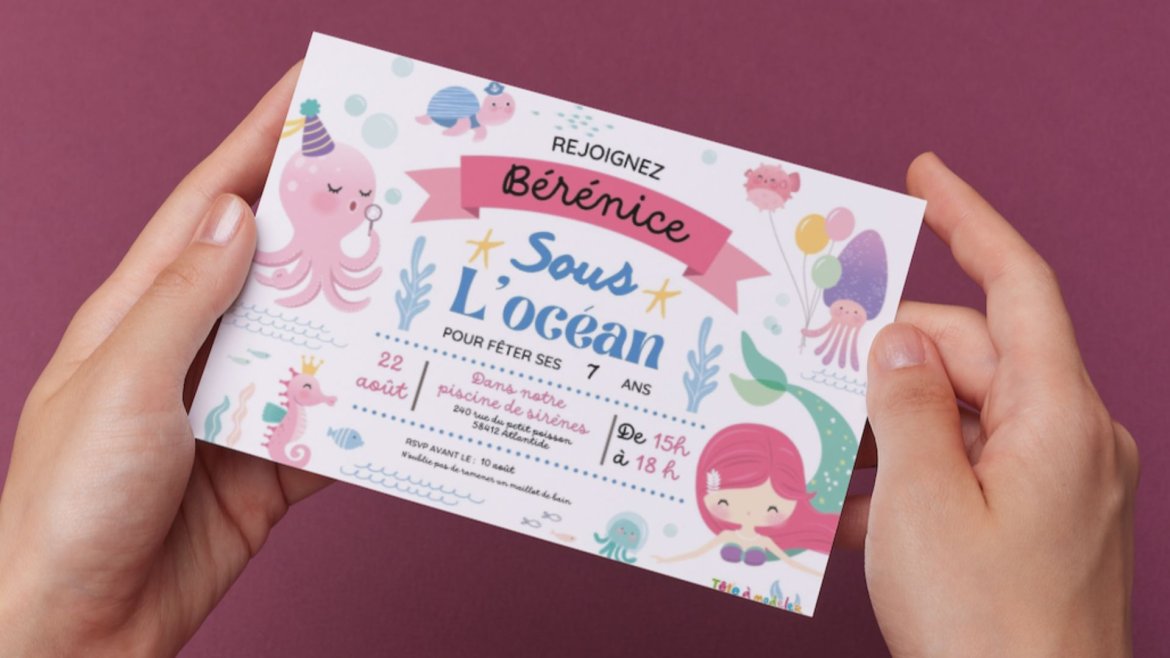 Invitations à imprimer pour un anniversaire sirène