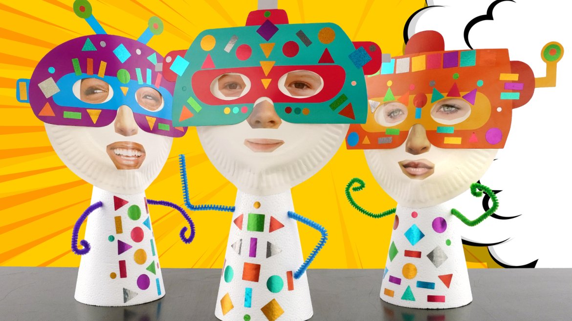 Retrouvez un tuto pour fabriquer un super héro facilement avec une assiette en carton et un masque. Une activité facile pour les enfants.