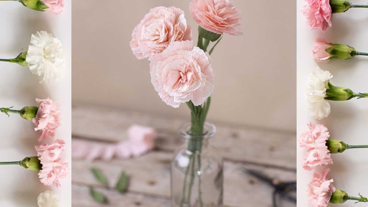 Fleurs roses en papier crépon
