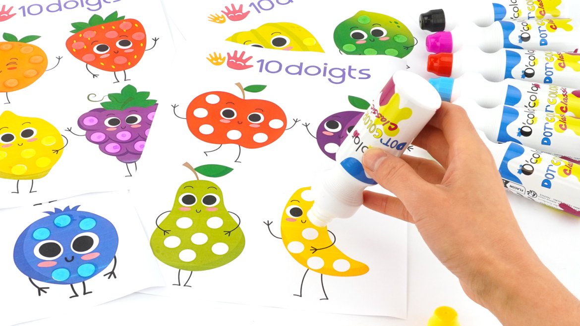 Fruits à tamponner - jeu des couleurs