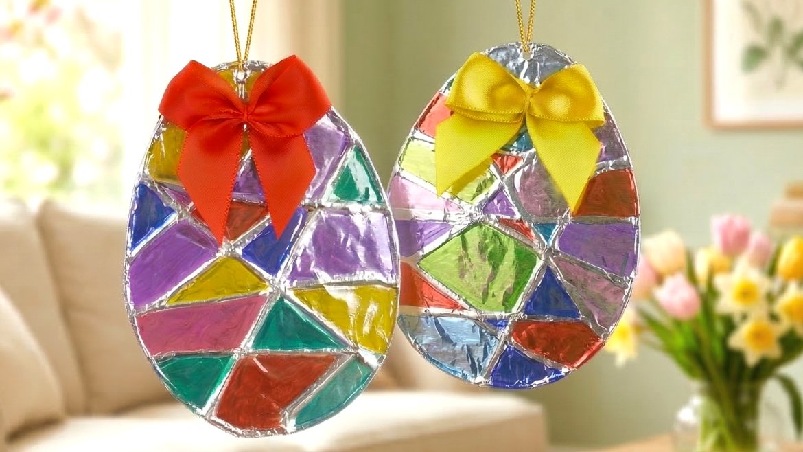 Oeufs de Pâques avec du papier aluminium (Foil Art)