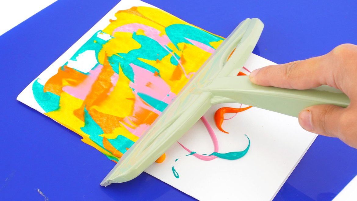 Peinture à la raclette : carte fête des parents