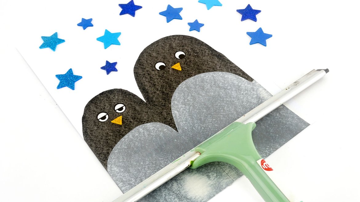 Peinture à la raclette : Pingouin