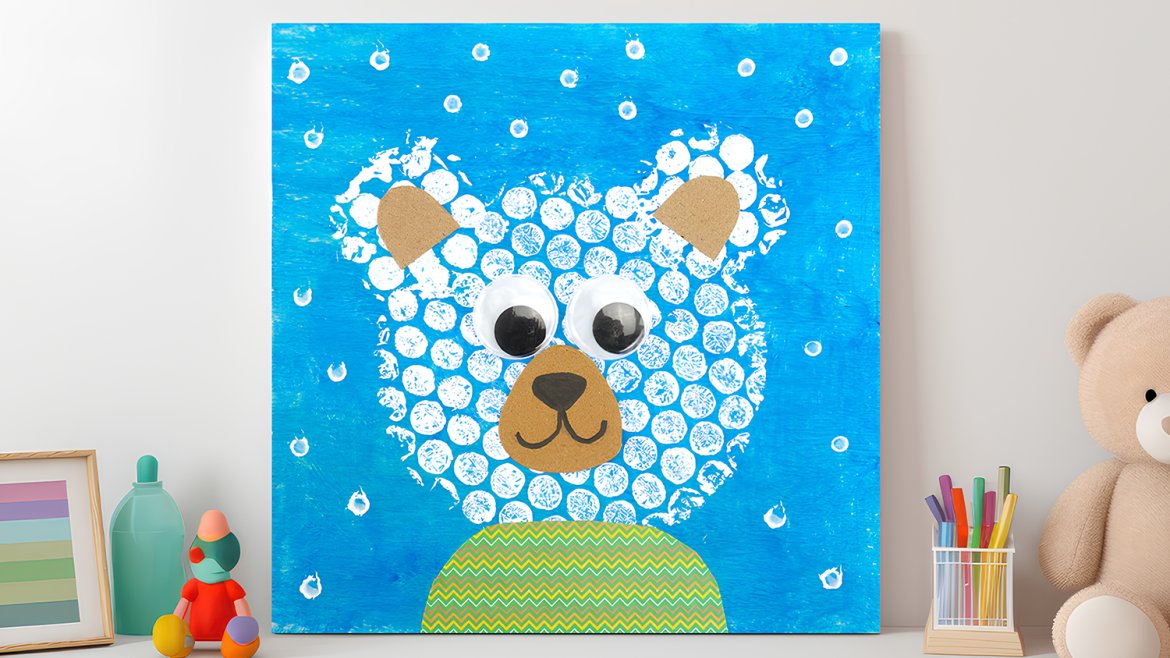Retrouvez un tuto pour proposer une activité de peinture à bulle aux enfants et réalisez un mignon petit ourson.