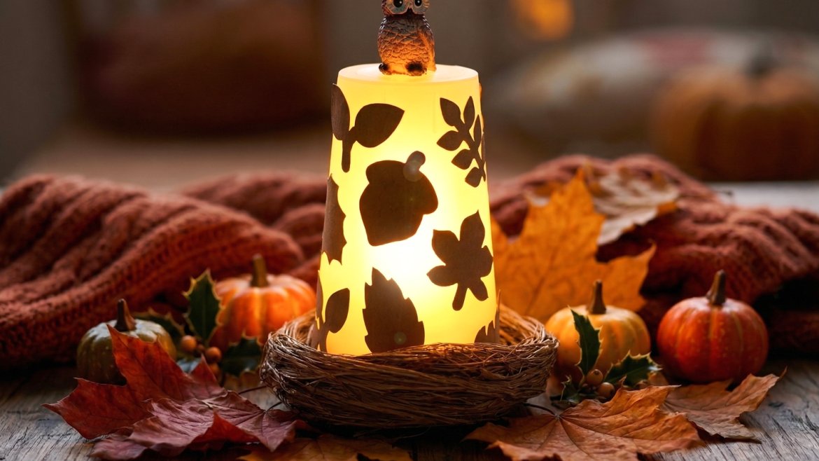 Photophore d'automne - le hibou