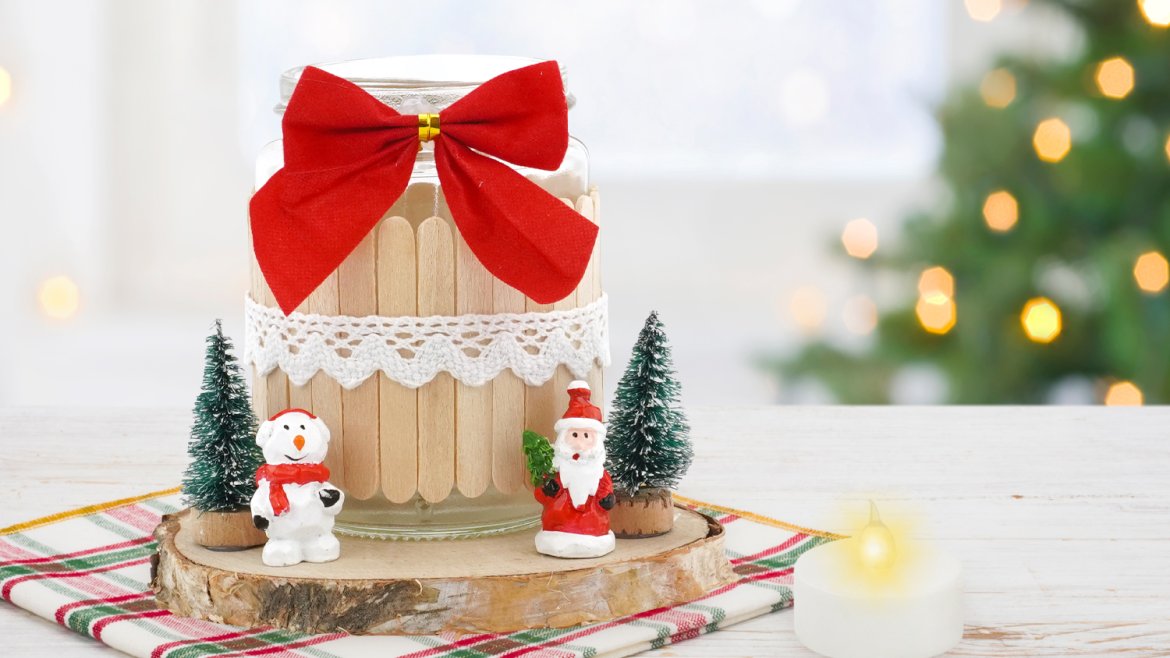 Photophore de Noël avec des petits personnages