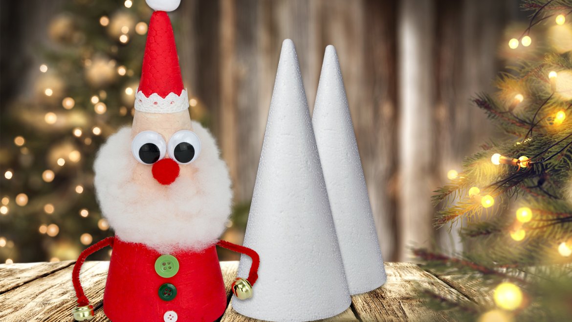 Aujourd'hui, nous allons transformer un simple cône en polystyrène en un magnifique Père Noël !Un bricolage facile et original à faire avec les enfants cet hiver.