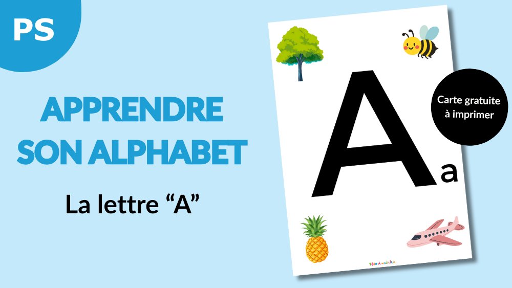 Une carte représentant la lettre A à imprimer pour aider les enfants de petite section à reconnaître les lettres de l'alphabet.