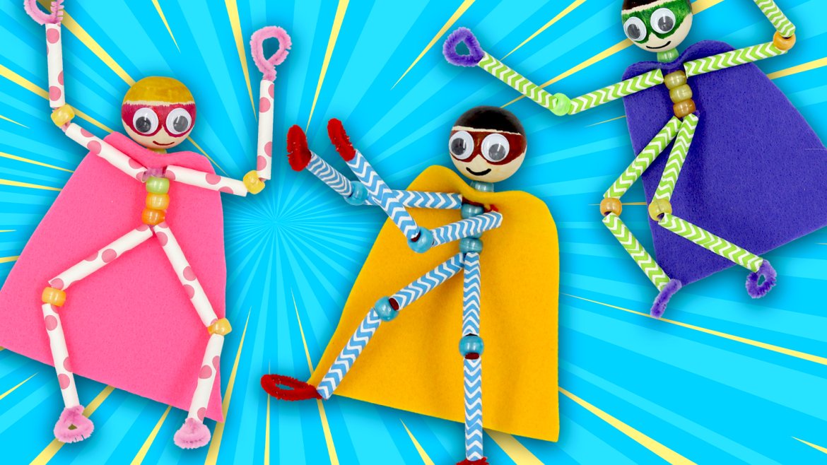 Luttez avec nous contre les forces du mal en fabriquant votre petit super-héros ! Grâce à la flexibilité des chenilles, vous pourrez changer la position des bras et des jambes comme vous le souhai