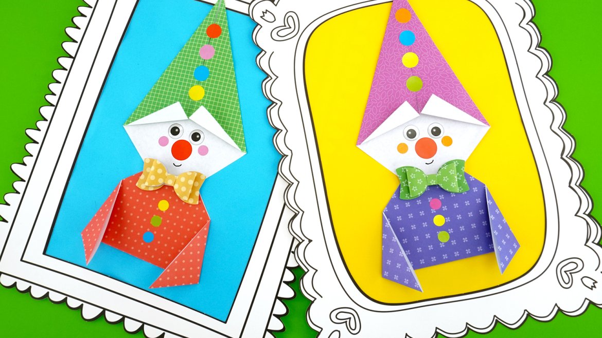 Préparez le carnaval en toute simplicité avec ce rigolo petit clown en origami adapté aux petites mains !