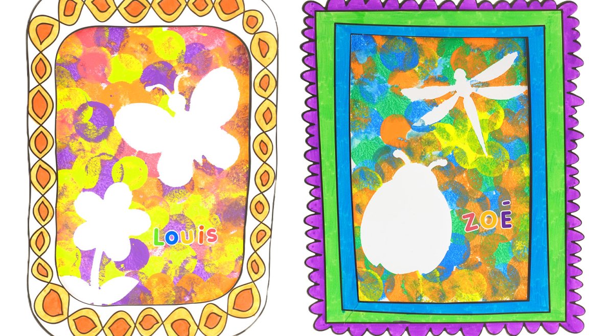 Tableau de printemps avec des pochoirs