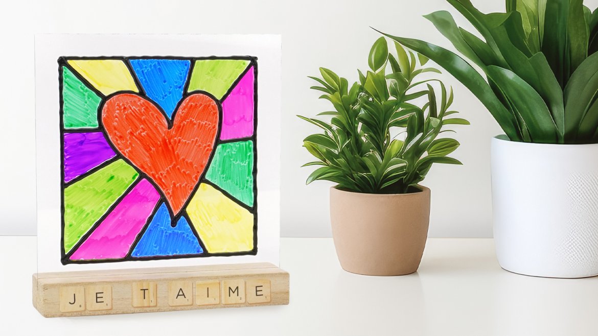 Vitrail cœur pour la fête des mères