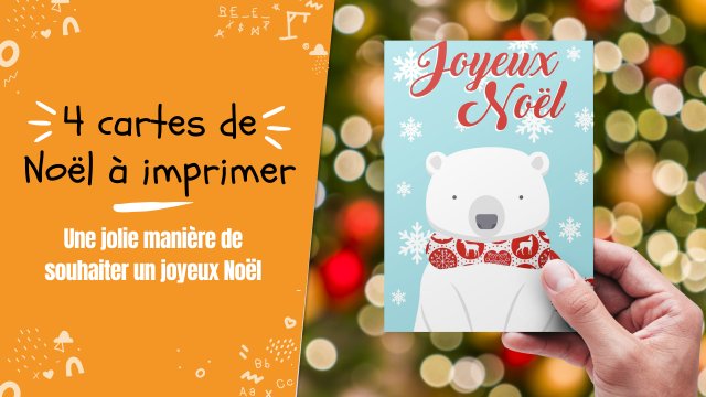 Des cartes de Noël prêtes à imprimer pour souhaiter un joyeux Noël à sa famille et ses amis ! Il suffit d'imprimer les cartes directement sur de la carte forte puis d'y écrire un petit mot d'amo