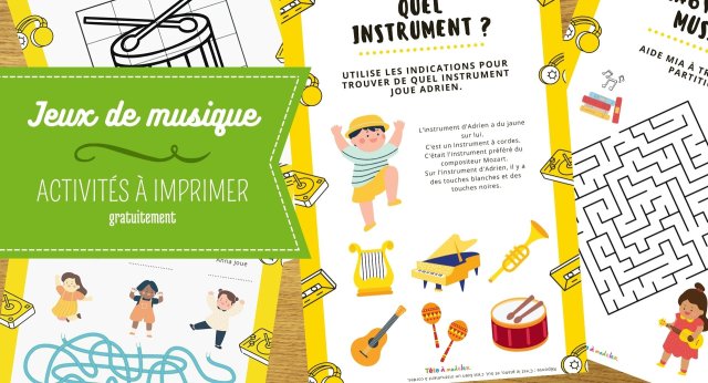 Retrouvez nos jeux et activités à imprimer sur le thème de la musique. Labyrinthes, 7 différences, mots casés : il y en a pour tous les âges.