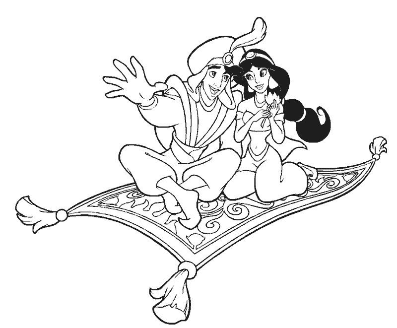Aladdin et Jasmine sur le tapis volant