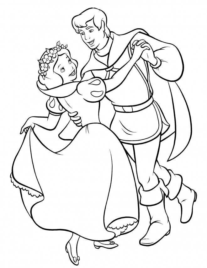Blanche neige qui danse avec son prince