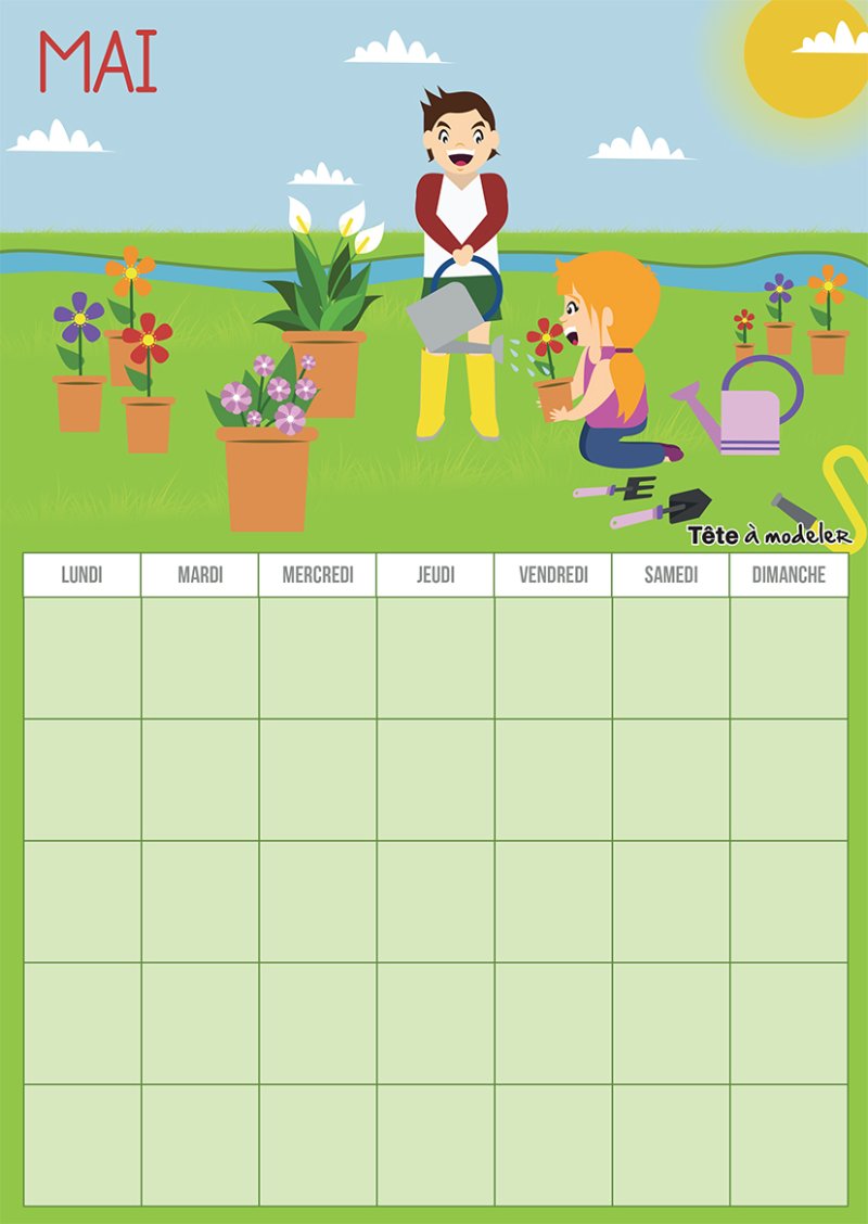 Calendrier perpétuel mois de Mai à imprimer