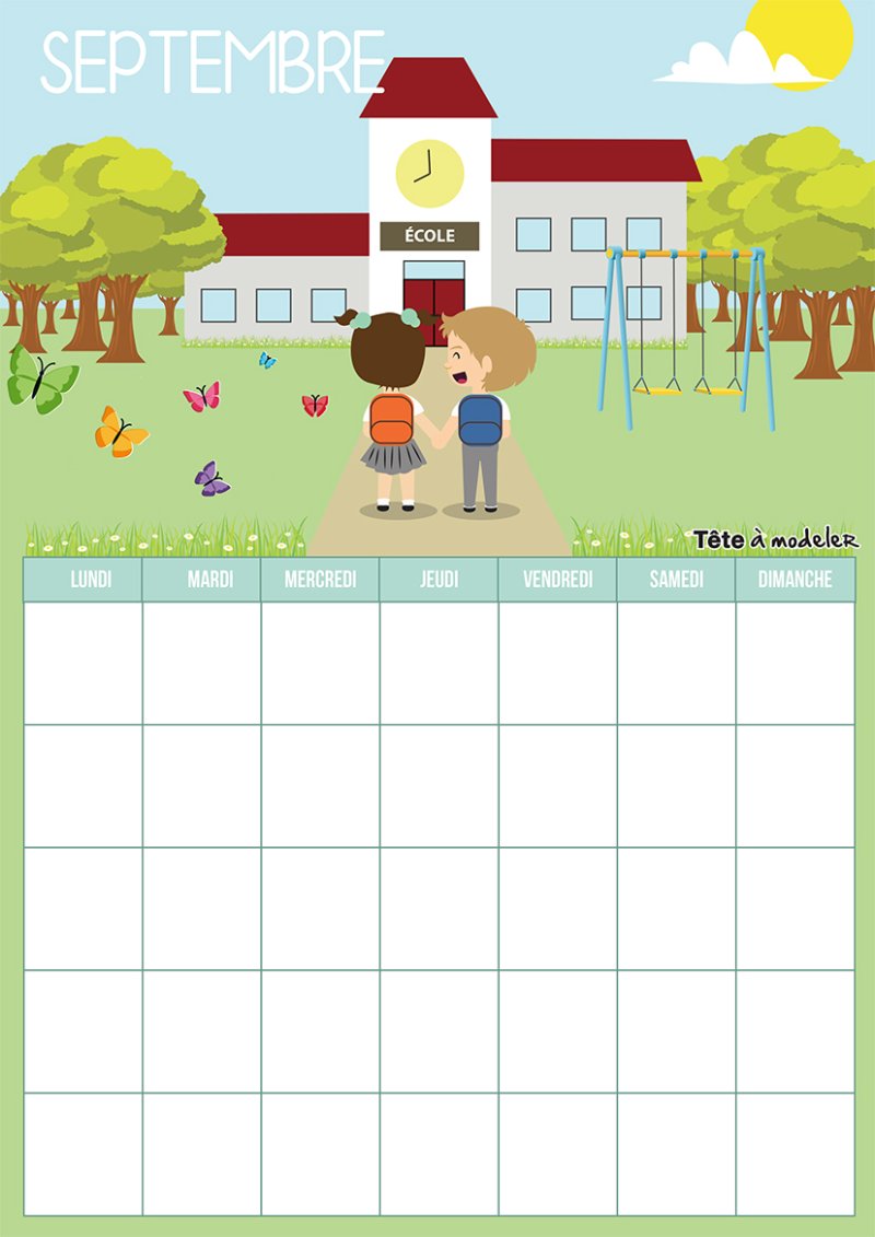 Calendrier Septembre 2018 à imprimer
